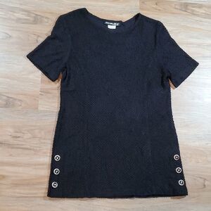 🔺️Vintage Sharade Black Crinkle Tunic/Mini Dress Size 10